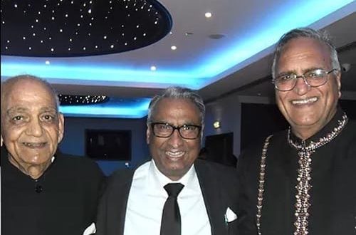 Veteran radio presenters and poets Chaman Lal Chaman, Sathi Ludhiyanvi & Rahi Bains at an award ceremony, Cranford